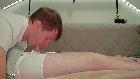 Shaky blonde's cock & cum on her face